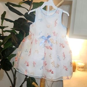 Marmellata Infant Girl 24 Month White Dress. Pink, Gold, Blue flower detail.
